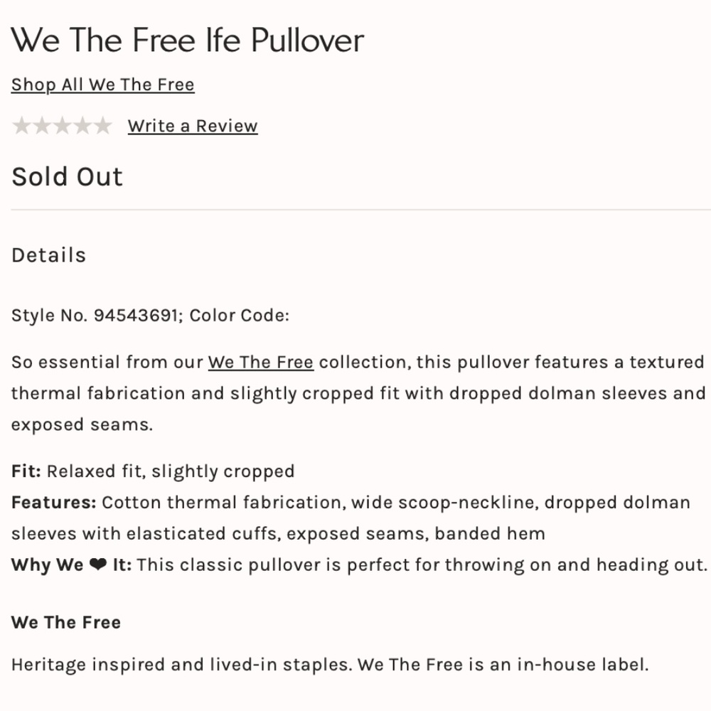 NWT Free People We the Free Ife Pullover - Picture 7 of 7